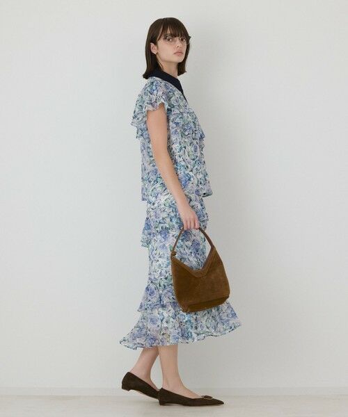 GRACE CONTINENTAL / グレースコンチネンタル ミニ・ひざ丈スカート | フラワープリントフリルスカート | 詳細13