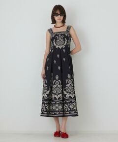 GRACE CONTINENTAL / グレースコンチネンタル ロング・マキシ丈ワンピース | ダマスクパターンプリントワンピース