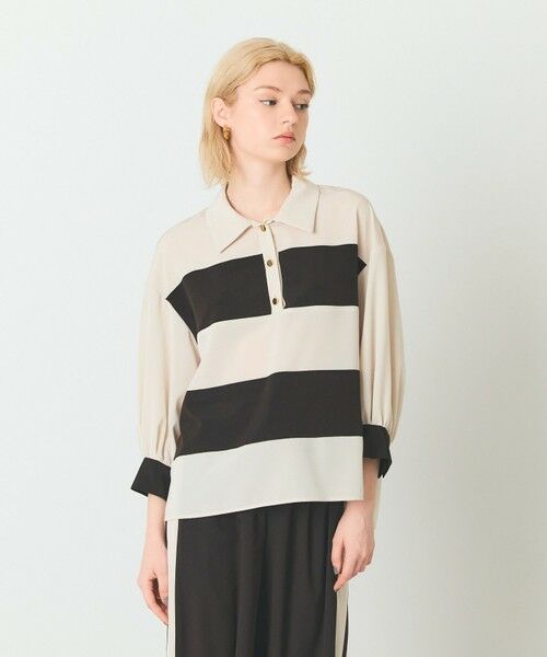 GRACE CONTINENTAL / グレースコンチネンタル ポロシャツ | バイカラーポロトップ（ベージュ）