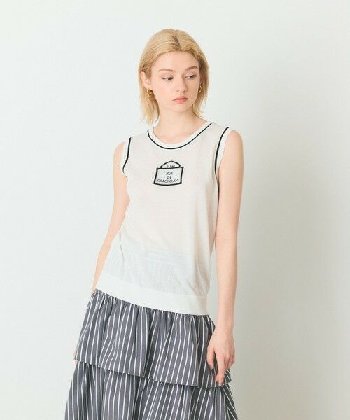 GRACE CONTINENTAL / グレースコンチネンタル その他トップス | ロゴモチーフラメノースリーブ | 詳細3