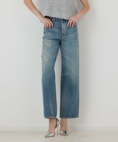 GRACE CONTINENTAL / グレースコンチネンタル デニムパンツ | 【イベント店舗・ONLINE STORE先行アイテム】レタードビジューデニム
