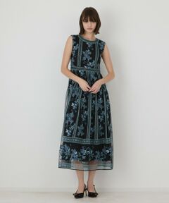 GRACE CONTINENTAL / グレースコンチネンタル ドレス | 【イベント店舗・ONLINE STORE先行アイテム】フラワーライン刺繍ドレス