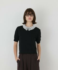 GRACE CONTINENTAL / グレースコンチネンタル その他トップス | レースカラーラメニットトップ