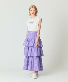 GRACE CONTINENTAL / グレースコンチネンタル ミニ・ひざ丈スカート | ストライプラッフルスカート