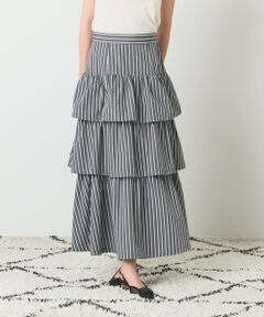 GRACE CONTINENTAL / グレースコンチネンタル ミニ・ひざ丈スカート | ストライプラッフルスカート