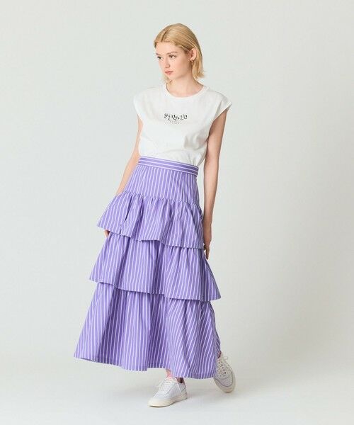 GRACE CONTINENTAL / グレースコンチネンタル ミニ・ひざ丈スカート | ストライプラッフルスカート | 詳細1