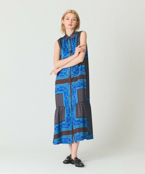 GRACE CONTINENTAL / グレースコンチネンタル ミニ丈・ひざ丈ワンピース | スカーフプリントシャツドレス | 詳細1