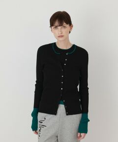 GRACE CONTINENTAL / グレースコンチネンタル カーディガン・ボレロ | バイカラーリブニットカーディガン