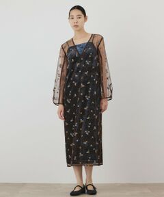 GRACE CONTINENTAL / グレースコンチネンタル ロング・マキシ丈ワンピース | 刺繍レイヤードベロアワンピース