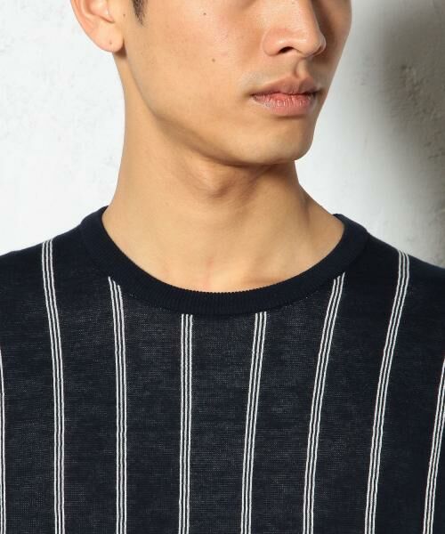 STRIPE W/F C/N S/S 14G サマーニット