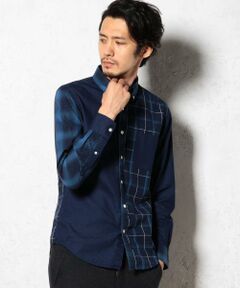 CRAZY/P INDIGO BD-R L/S シャツ