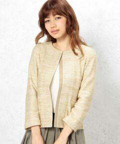 green label relaxing / グリーンレーベル リラクシング ノーカラージャケット | CR ラメニットツイード ジャケット