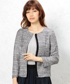 green label relaxing / グリーンレーベル リラクシング ノーカラージャケット | CR ラメニットツイード ジャケット