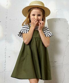 green label relaxing / グリーンレーベル リラクシング ベビー・キッズウエア | GLR レイヤード ボーダー ワンピース オリーブ