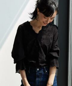 green label relaxing / グリーンレーベル リラクシング シャツ・ブラウス | CF エンブロイダリーレース カットワーク Vネック ブラウス