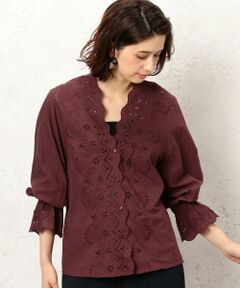 green label relaxing / グリーンレーベル リラクシング シャツ・ブラウス | CF エンブロイダリーレース カットワーク Vネック ブラウス