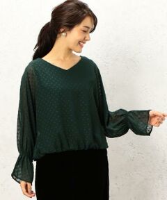 green label relaxing / グリーンレーベル リラクシング シャツ・ブラウス | CF シフォン ジャカード ソデフレア ブラウス