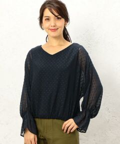 green label relaxing / グリーンレーベル リラクシング シャツ・ブラウス | CF シフォン ジャカード ソデフレア ブラウス