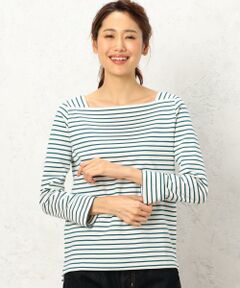 green label relaxing / グリーンレーベル リラクシング カットソー | KF リップルボーダー スクエアネック カットソー