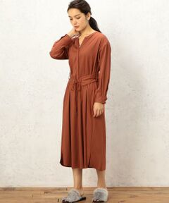 green label relaxing / グリーンレーベル リラクシング ロング・マキシ丈ワンピース | KC スタンドカラー ワイドベルト ワンピース