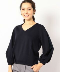 green label relaxing / グリーンレーベル リラクシング カットソー | RF ソデシフォンコンビ Vネック カットソー