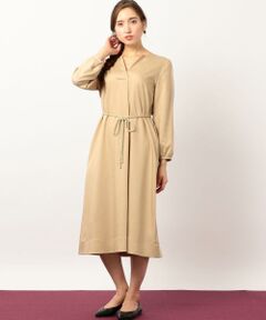 green label relaxing / グリーンレーベル リラクシング ミニ丈・ひざ丈ワンピース | KFC コードベルト キイネック ワンピース