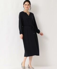 green label relaxing / グリーンレーベル リラクシング ミニ丈・ひざ丈ワンピース | KFC コードベルト キイネック ワンピース