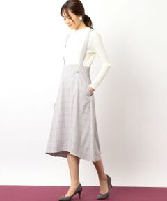 green label relaxing / グリーンレーベル リラクシング ミニ・ひざ丈スカート | KFC チェック サスペンダーフレアスカート