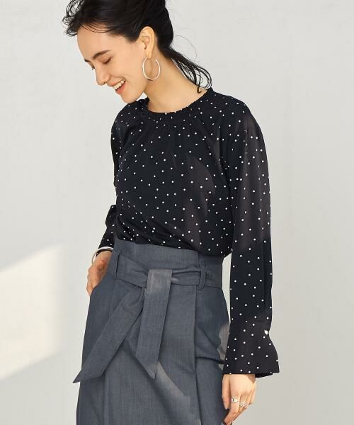 セール Nfc ランダムドット ギャザー ブラウス シャツ ブラウス Green Label Relaxing グリーンレーベル リラクシング ファッション通販 タカシマヤファッションスクエア