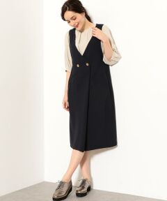 green label relaxing / グリーンレーベル リラクシング ミニ丈・ひざ丈ワンピース | FM ムジ ラップ ジャンパースカート