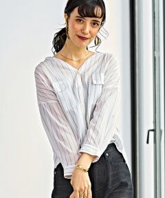 green label relaxing / グリーンレーベル リラクシング シャツ・ブラウス | NFC Wポケット ルーズ Vネック スキッパー シャツ