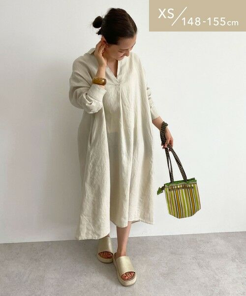 セール Xs H148 155cm コルトレイクリネン Sc スキッパー ワンピース Xs ロング マキシ丈ワンピース Green Label Relaxing グリーンレーベル リラクシング ファッション通販 タカシマヤファッションスクエア