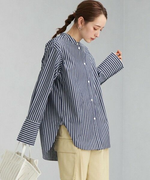 セール バンドカラー ストライプ シャツ シャツ ブラウス Green Label Relaxing グリーンレーベル リラクシング ファッション通販 タカシマヤファッションスクエア
