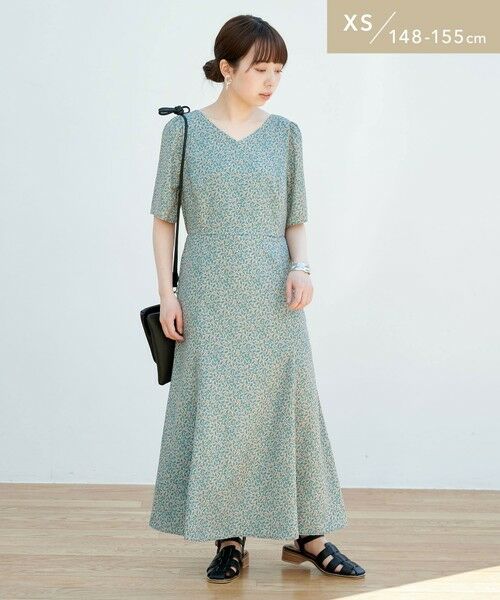 セール Web限定 Xs H148 155cm フラワー プリント ワンピース 5分袖 花柄 ロング マキシ丈ワンピース Green Label Relaxing グリーンレーベル リラクシング ファッション通販 タカシマヤファッションスクエア