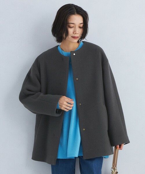 セール】 SENTDALE WOOL セントデールウール ノーカラー ミドル コート ...