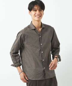 【WEB限定】JUSTFIT コットン 麻 ワイド カラー 長袖 シャツ