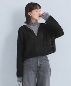 メッシュ クロップド 2WAY プルオーバー ニット -ウォッシャブル-