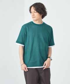 メッシュ レイヤード クルーネック Tシャツ