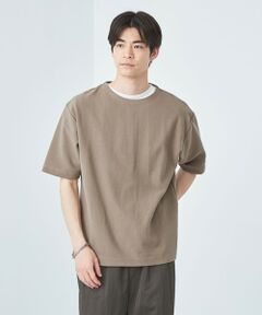 SUVIN ウェーブ ノーカラー Tシャツ