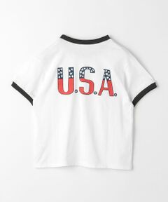 【別注】＜RUSSELL ATHLETIC＞プリント リンガー Tシャツ 100cm-130cm