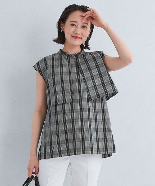 セール】 ドビー ストライプ ケープ ノースリーブ シャツ -マシン  