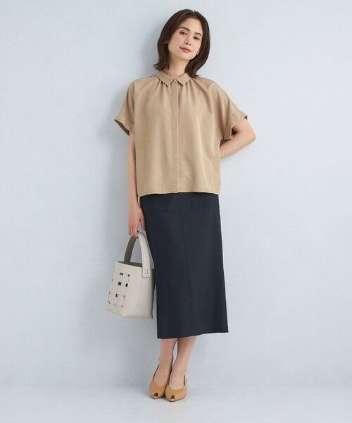 襟付き ワイド ショート スリーブ シャツ -接触冷感- （シャツ  