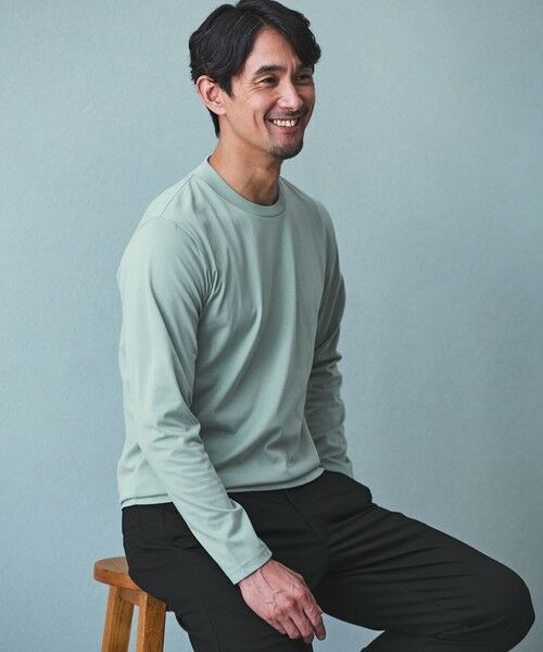green label relaxing/グリーンレーベル リラクシング 【WEB限定】JUST fit ジャケイン クルーネック 長袖 Tシャツ -吸水速乾・抗菌- LIME M green label relaxing/グリーンレーベル リラクシング 【WEB限定】JUST fit ジャケイン クルーネック 長袖 Tシャツ -吸水速乾・抗菌- LIME M