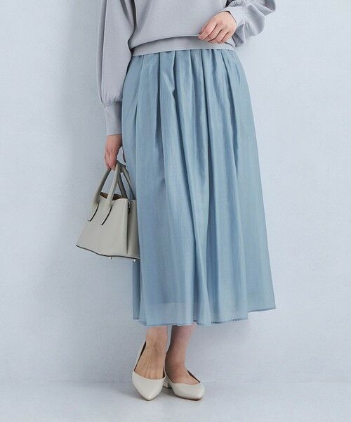 green label relaxing / グリーンレーベル リラクシング ロング・マキシ丈スカート | ［size SHORTあり］シアー ギャザー スカート 4 | 詳細4