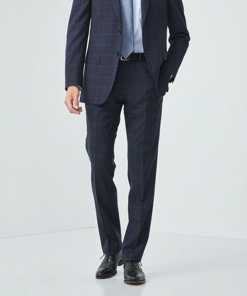 green label relaxing/グリーンレーベル リラクシング GLR CLOTH ウィンドウペイン スリム NP スーツパンツ -防シワ- NAVY M(80) green label relaxing/グリーンレーベル リラクシング GLR CLOTH ウィンドウペイン スリム NP スーツパンツ -防シワ- NAVY M(80)
