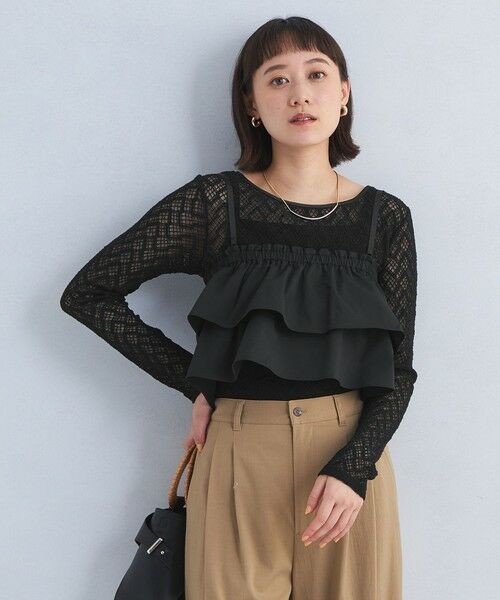 green label relaxing/グリーンレーベル リラクシング 2WAY シャーリング キャミソール BLACK FREE green label relaxing/グリーンレーベル リラクシング 2WAY シャーリング キャミソール BLACK FREE