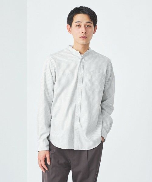 セール】 オックスフォード バンドカラー シャツ ‐防シワ