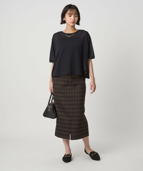 green label relaxing / グリーンレーベル リラクシング ロング・マキシ丈スカート | ［size SHORTあり］キチントボトムス Iライン スリム タイト スカート ギンガムチェック | 詳細23