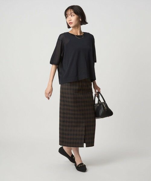 green label relaxing / グリーンレーベル リラクシング ロング・マキシ丈スカート | ［size SHORTあり］キチントボトムス Iライン スリム タイト スカート ギンガムチェック | 詳細24