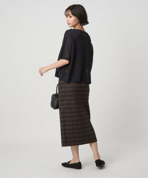 green label relaxing / グリーンレーベル リラクシング ロング・マキシ丈スカート | ［size SHORTあり］キチントボトムス Iライン スリム タイト スカート ギンガムチェック | 詳細25